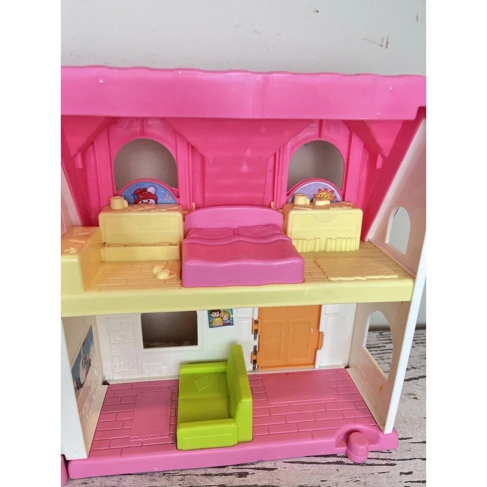 Fisher Price Little People Happy Sounds Home Dollhouse Pink 2015 Mattel Works